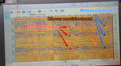Détection réseaux électrique, assinissement et eau potable par géoradar